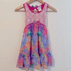 ☀️5/25☀️ Jona Michelle Girl’s Pink Lace  Crochet Tie Dye Dress Size 8